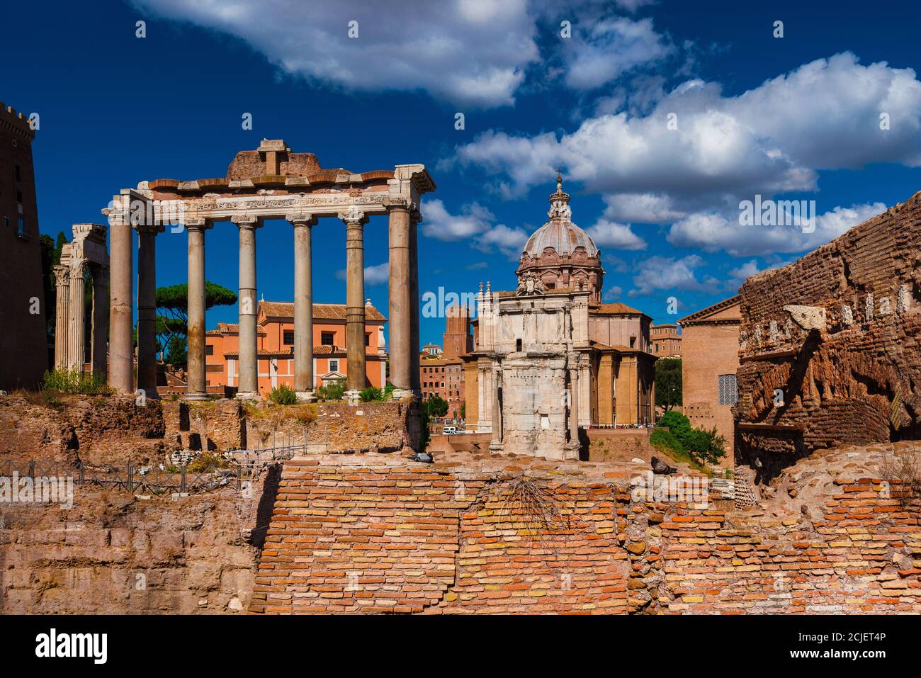 Roman Forum ruins of temples, columns and others ancient buildings, in