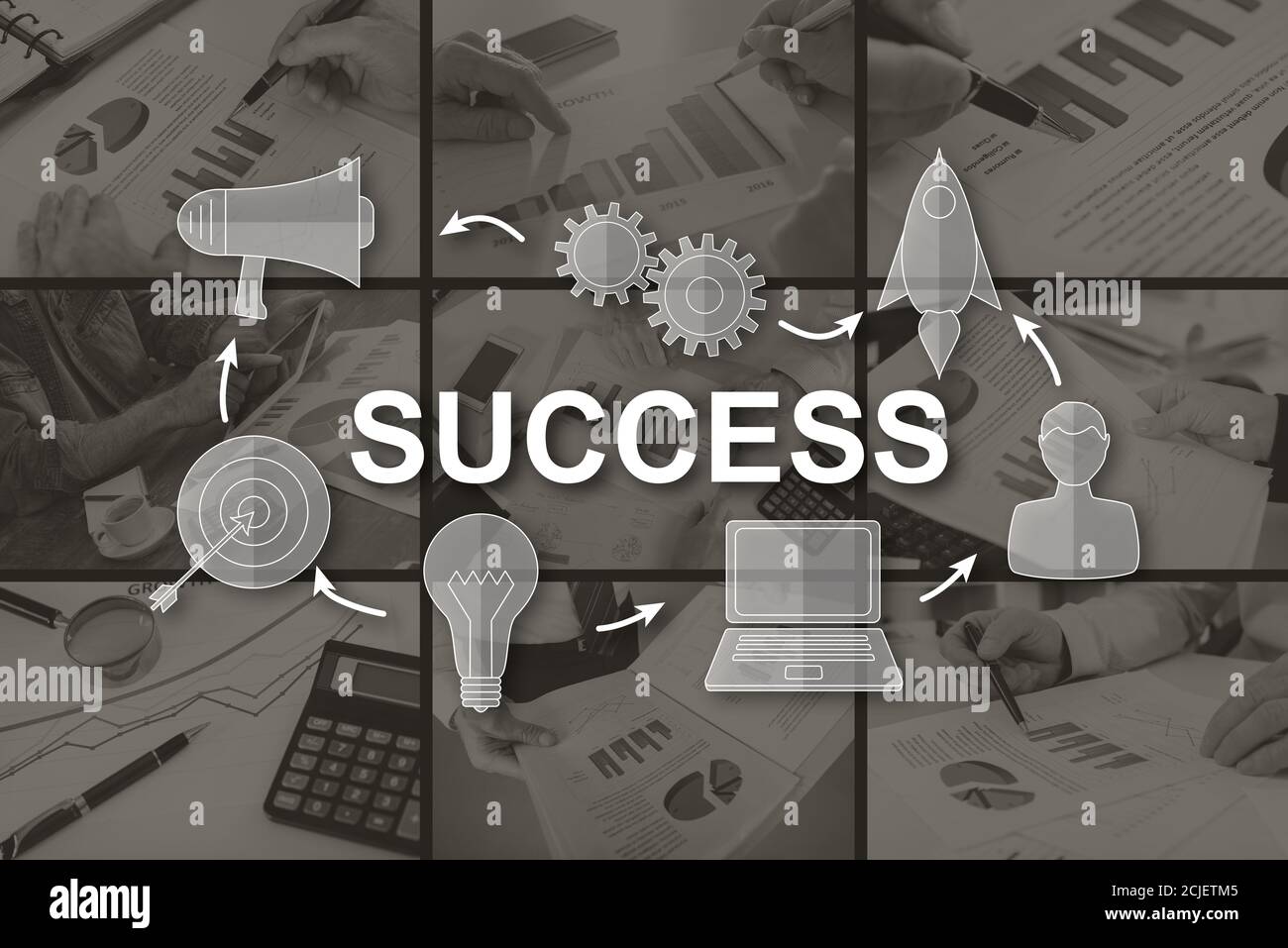 Success concept illustrated by pictures on background Stock Photo - Alamy