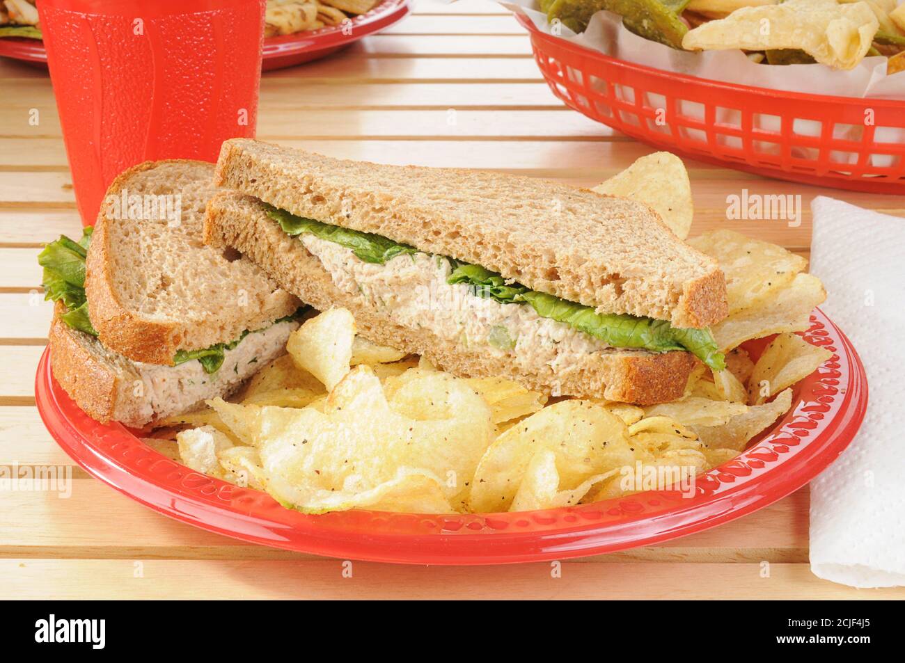 A tuna fish sandwich on whole wheat bread Stock Photo Alamy