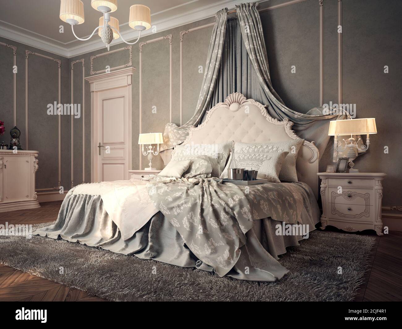 Classic bedroom interior. 3d images Stock Photo - Alamy