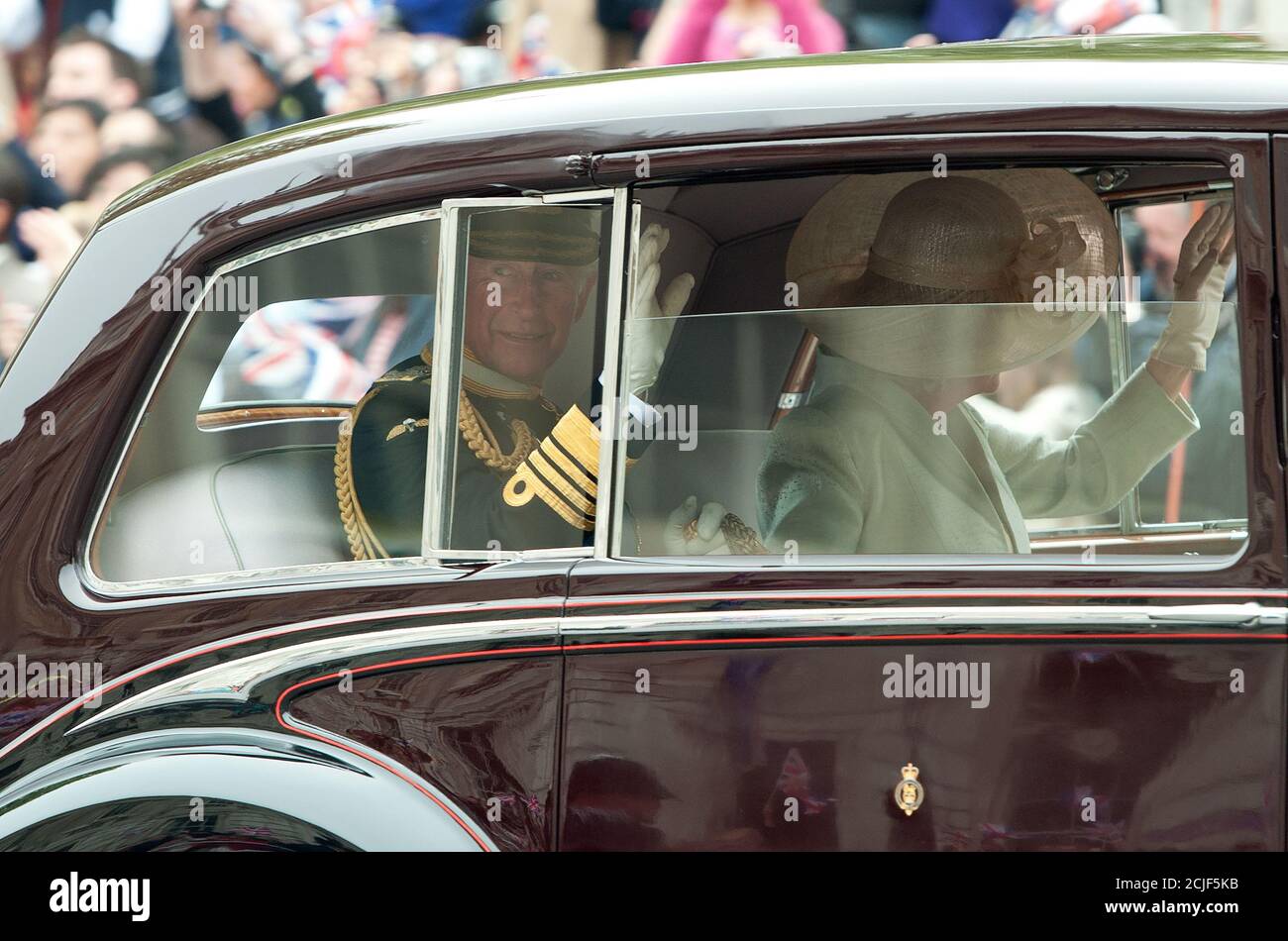 Prince Charles and Camilla Duchess of Cornwall on their way to the wedding of Prince William and Catherine Middleton. 29/4/2011 Picture : Mark Pain Stock Photo