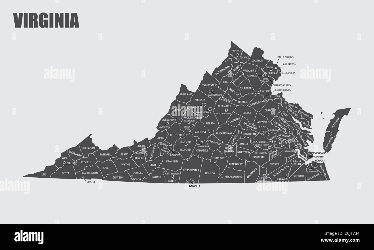 Virginia counties map Stock Vector Image & Art Alamy