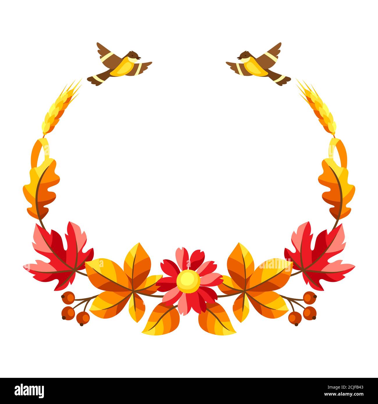 Autumn frame with seasonal leaves and items. Stock Vector