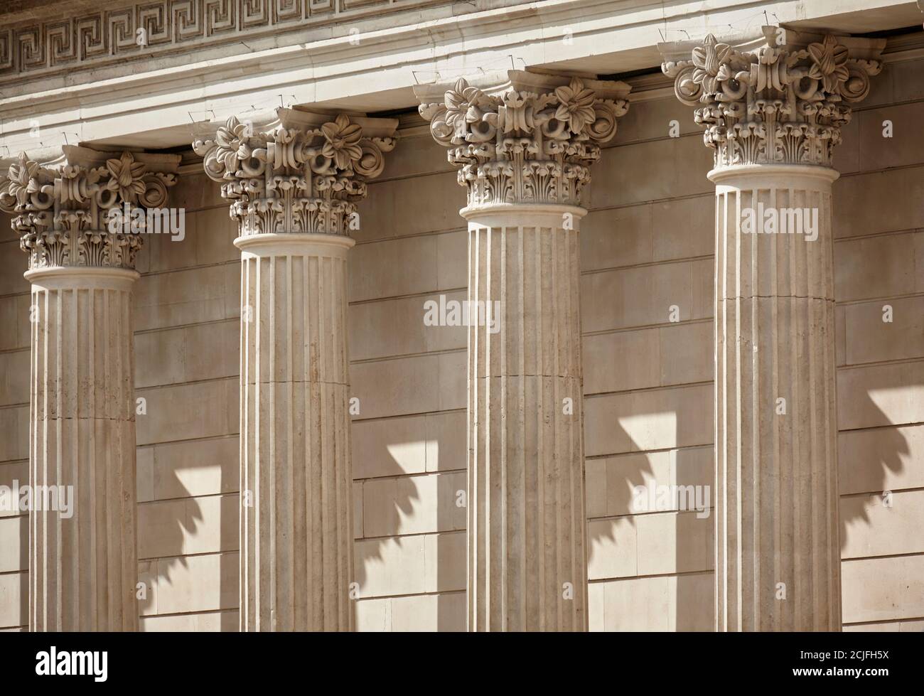 Roman Corinthian columns at the Bank of England, London, UK. Stock Photo