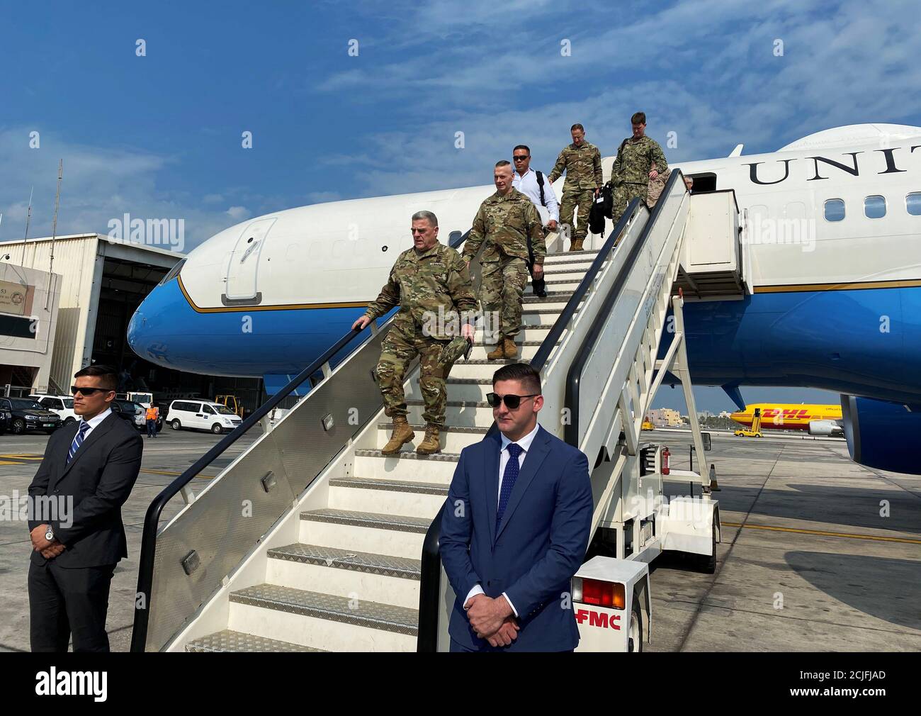 Chairman of the Joint Chiefs of Staff General Mark Milley arrives in Manama, Bahrain on November 25, 2019. REUTERS/Idrees Ali Stock Photo
