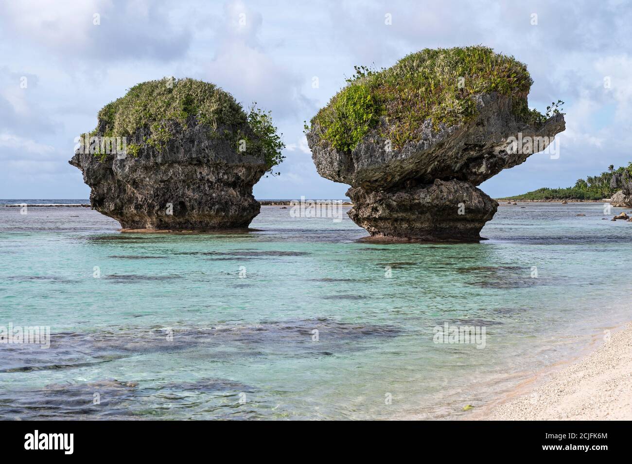 Eroded rock formations on Guam's Tanguisson Beach. Stock Photo