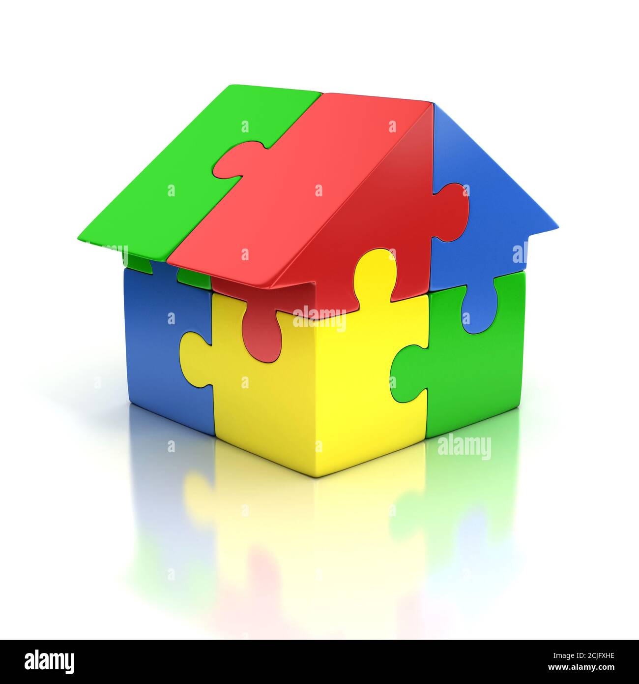 puzzle house on white background 3d illustration Stock Photo - Alamy