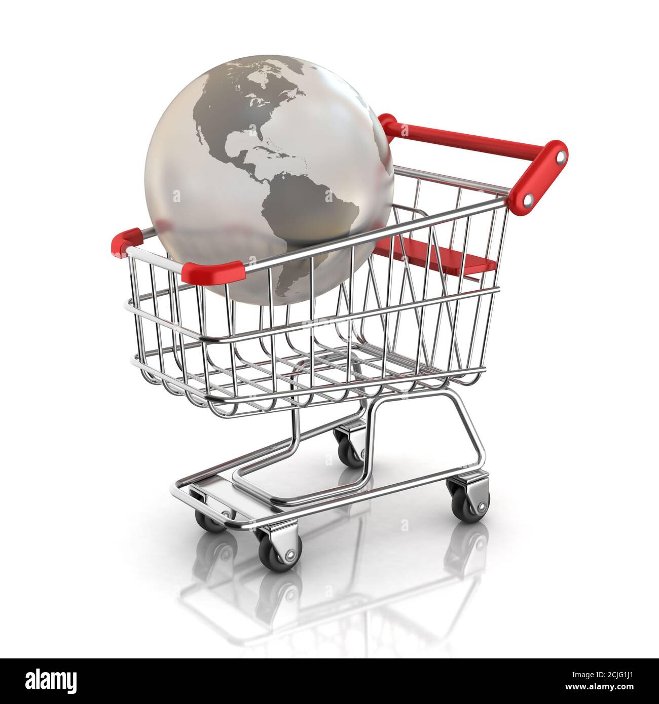 global market concept - globe inside shopping cart Stock Photo - Alamy