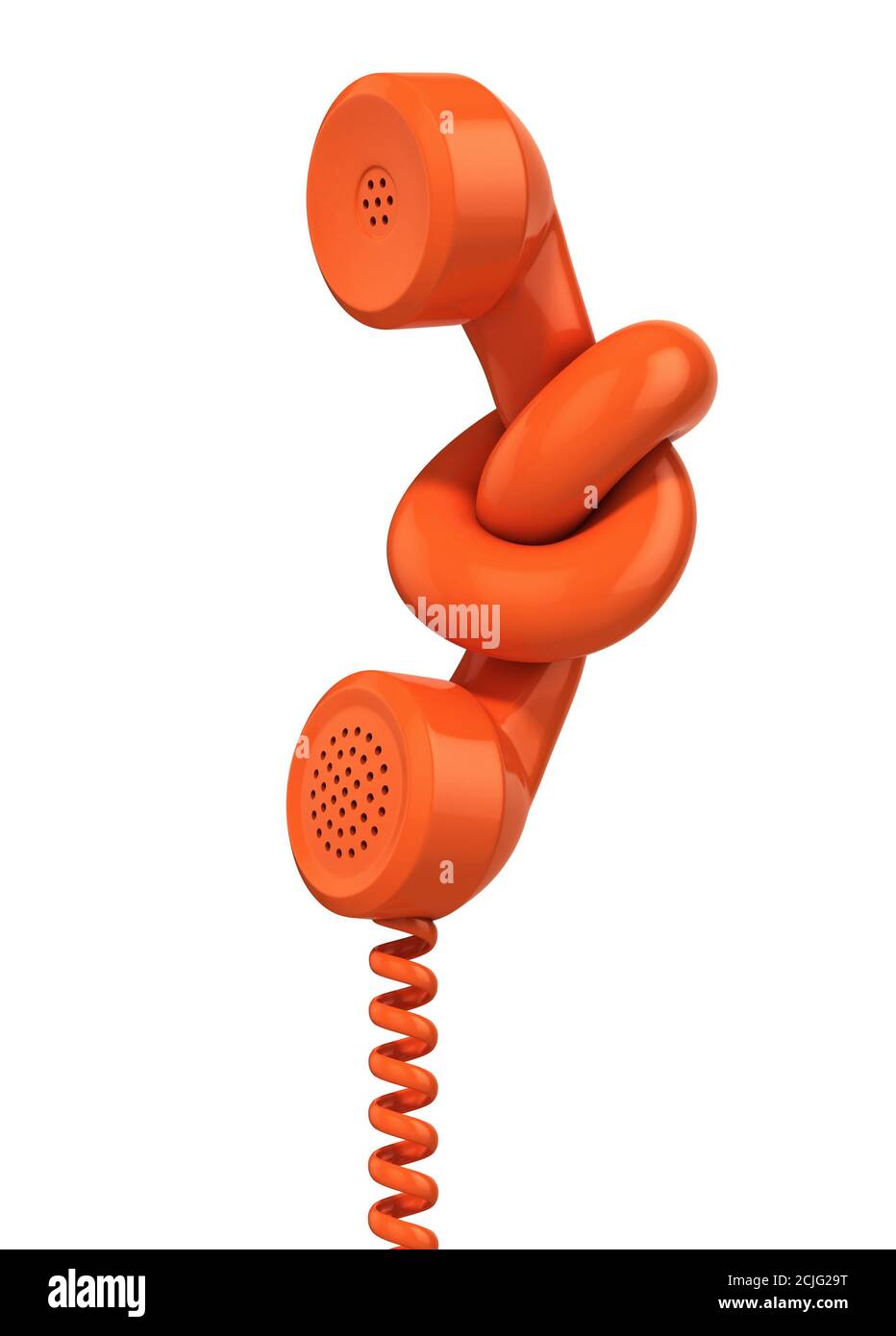 communication problem phone handset tied in knot Stock Photo Alamy