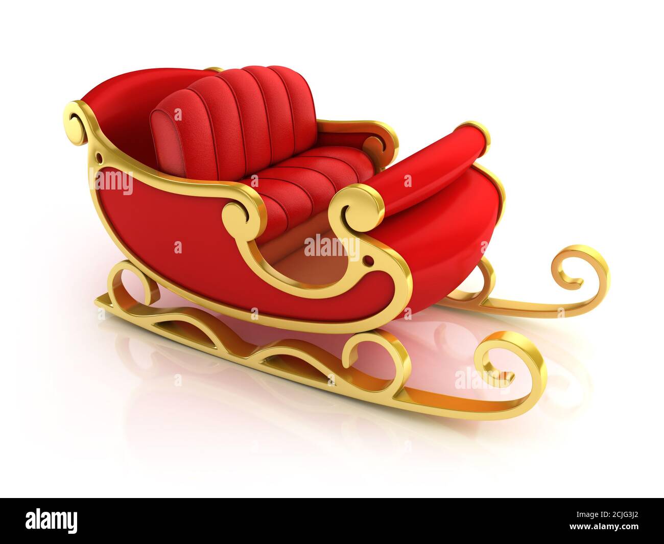 Christmas Santa sleigh - red and golden sledge isolated on white ...
