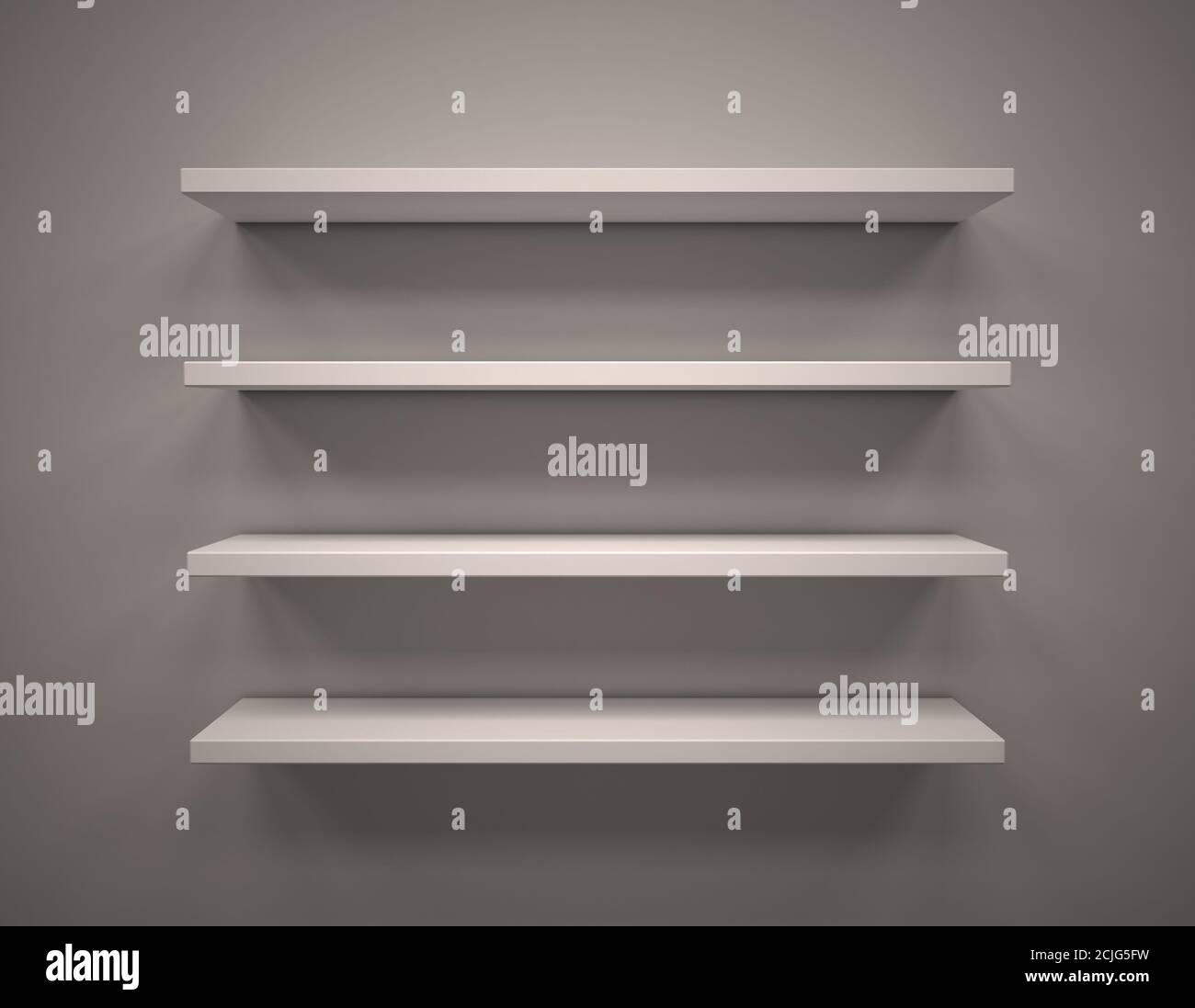 Four empty shelves 3d rendering Stock Photo - Alamy