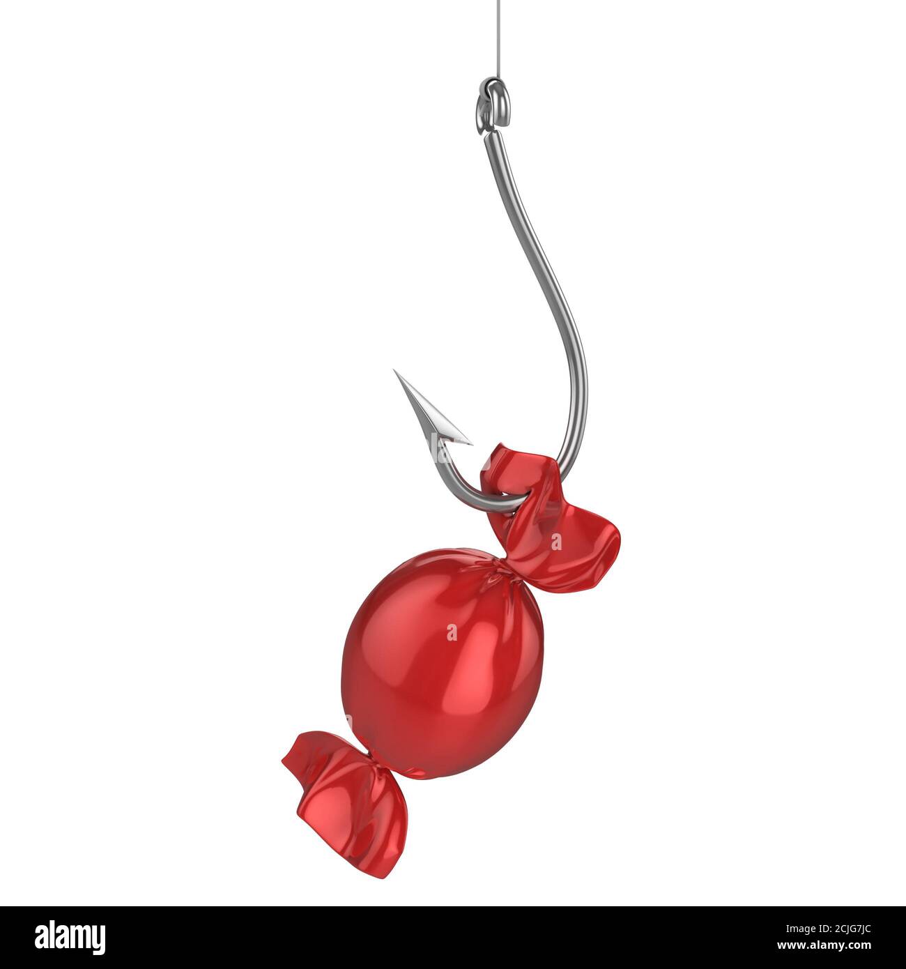 candy on fishing hook 3d rendering Stock Photo
