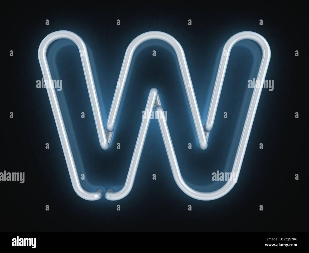 neon 3d font letter W Stock Photo