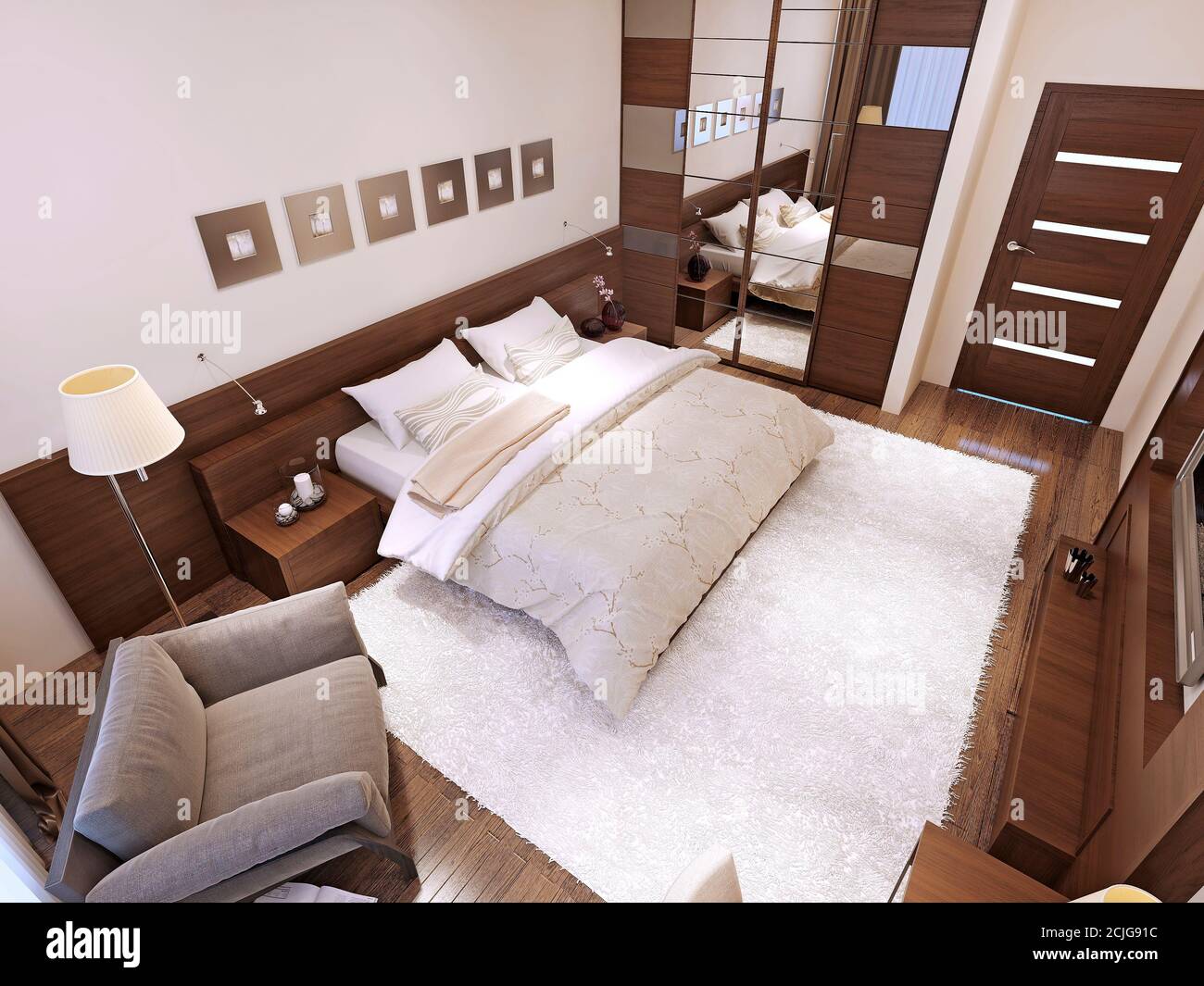 Bedroom interior in modern style, 3d images Stock Photo