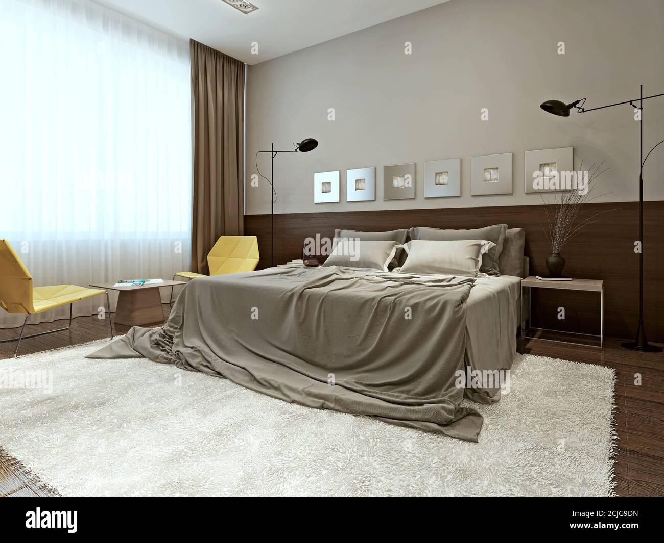 Bedroom High Tech Style 3d Images Stock Photo Alamy