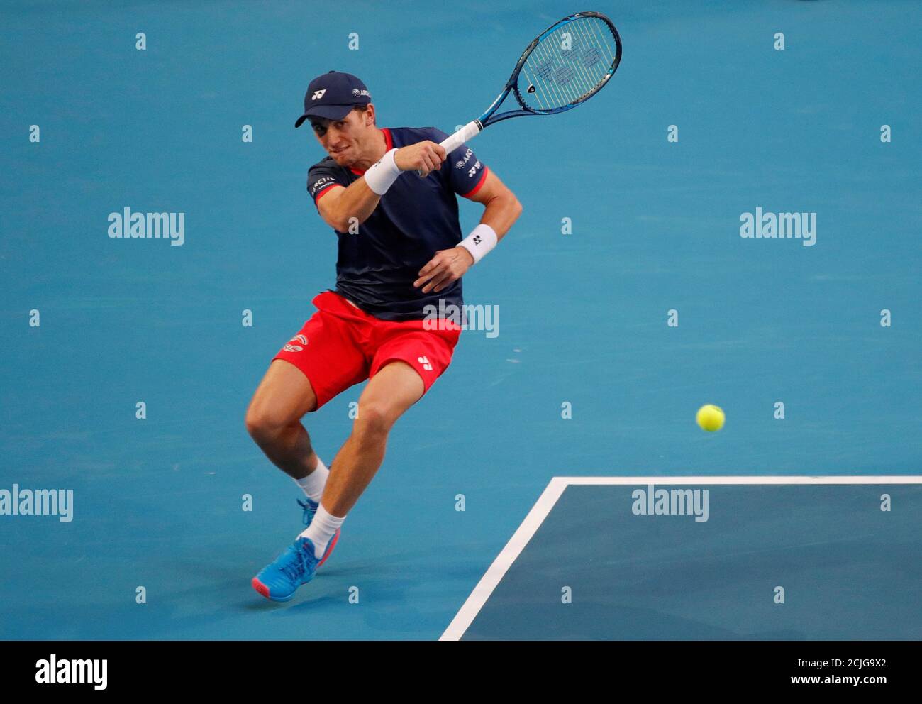 Tennis - ATP Cup - RAC Arena, Perth, Australia - January 3, 2020 Norway's  Casper Ruud in action during his Group D doubles match against Rajeev Ram  and Austin Krajicek of the