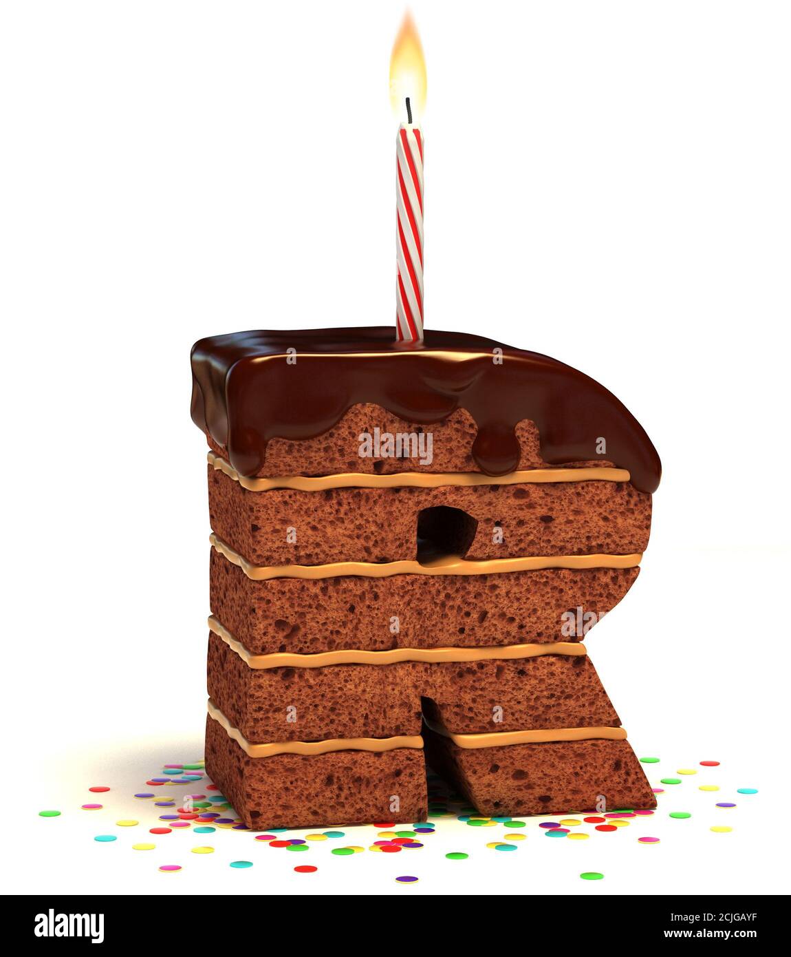 Chocolate Birthday Cake With Lit Candle And Confetti 3d Font Letter R Stock Photo Alamy Chocolate Birthday Cake With Lit Candle And Confetti 3d Font Letter R Stock Photo Alamy