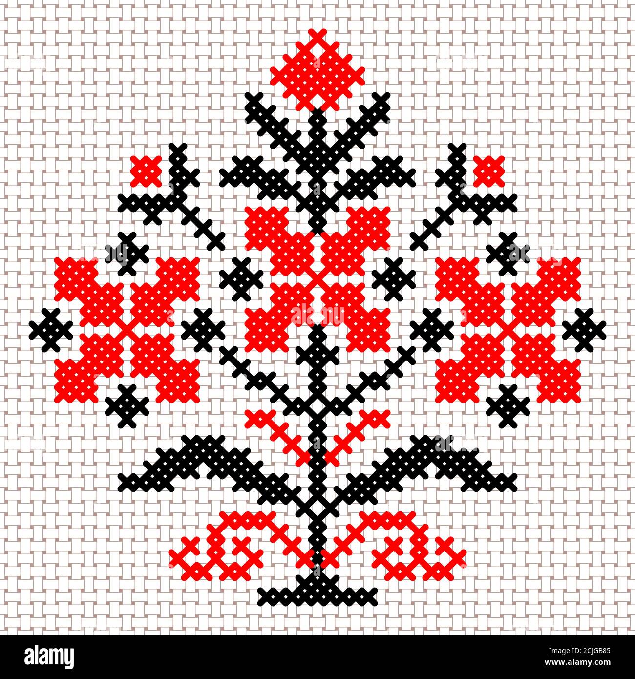 Vector national white and red belarus floral ornament. Slavic ethnic pattern. Embroidery, Cross-stitch Stock Vector