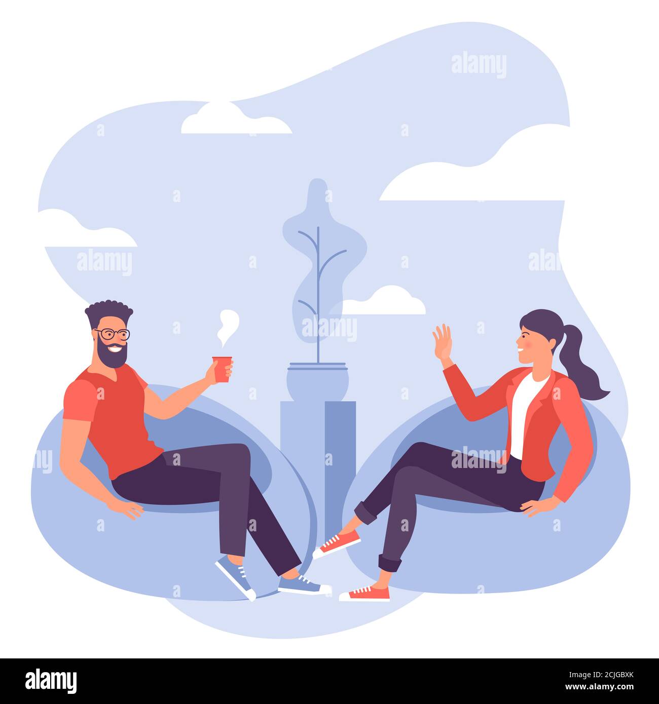 Coffee vrake in the co-working space. Stock Vector