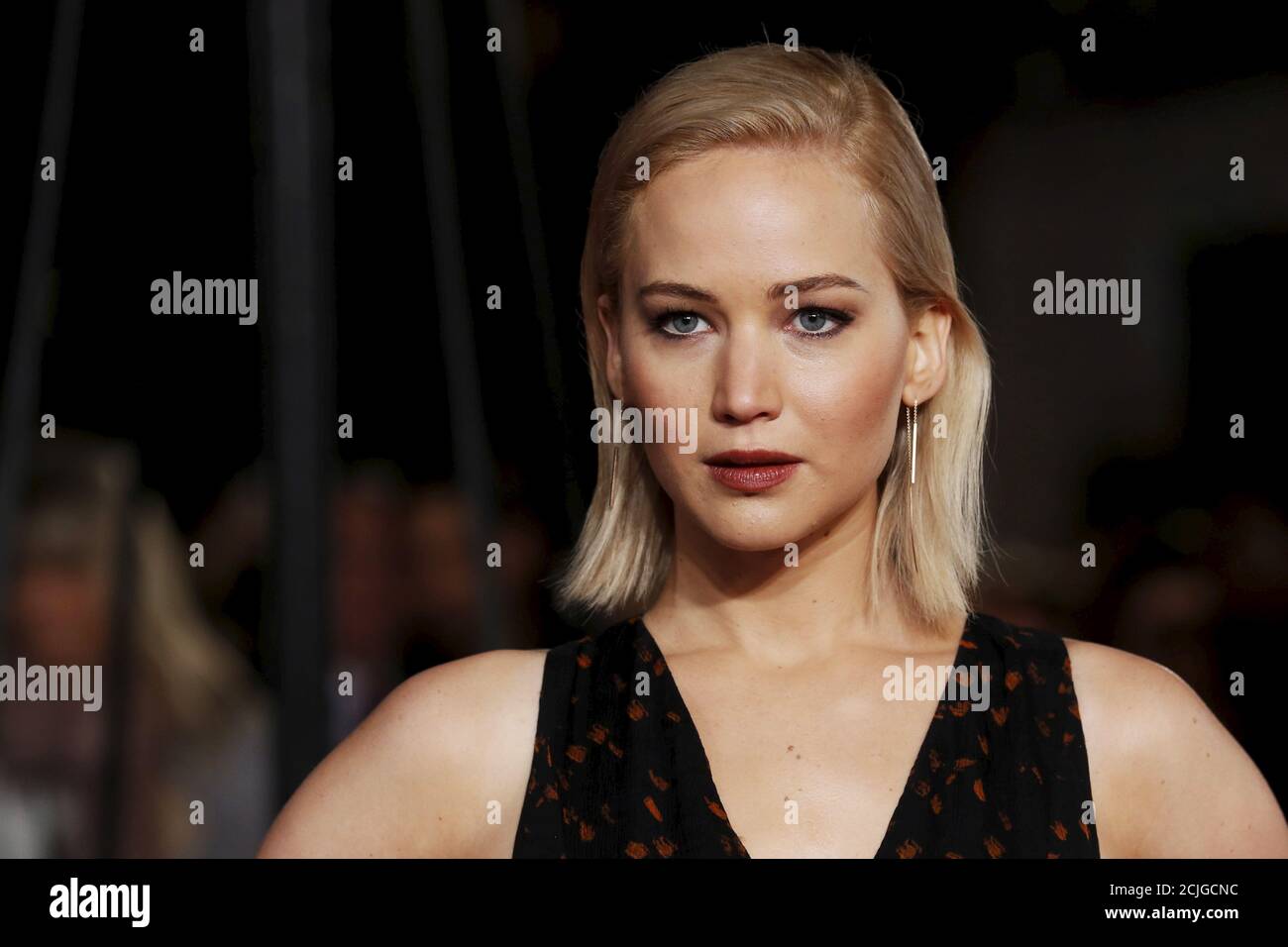 Actress Jennifer Lawrence poses for photographers on the red carpet at the  UK premiere of "The Hunger Games: Mockingjay Part 2" at Leicester Square in  London, Britain November 5, 2015. REUTERS/Luke MacGregor