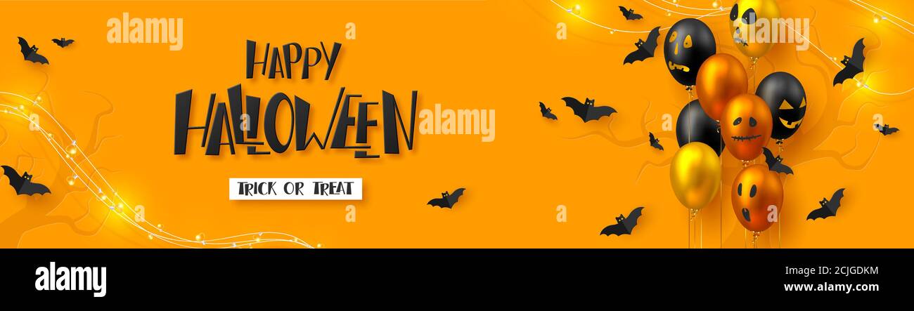Happy Halloween horizontal banner. Stock Vector