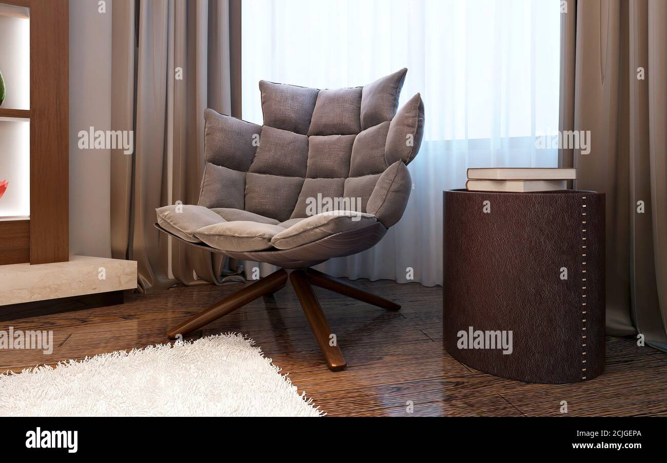 Armchair in living room modern style , 3d images Stock Photo Alamy