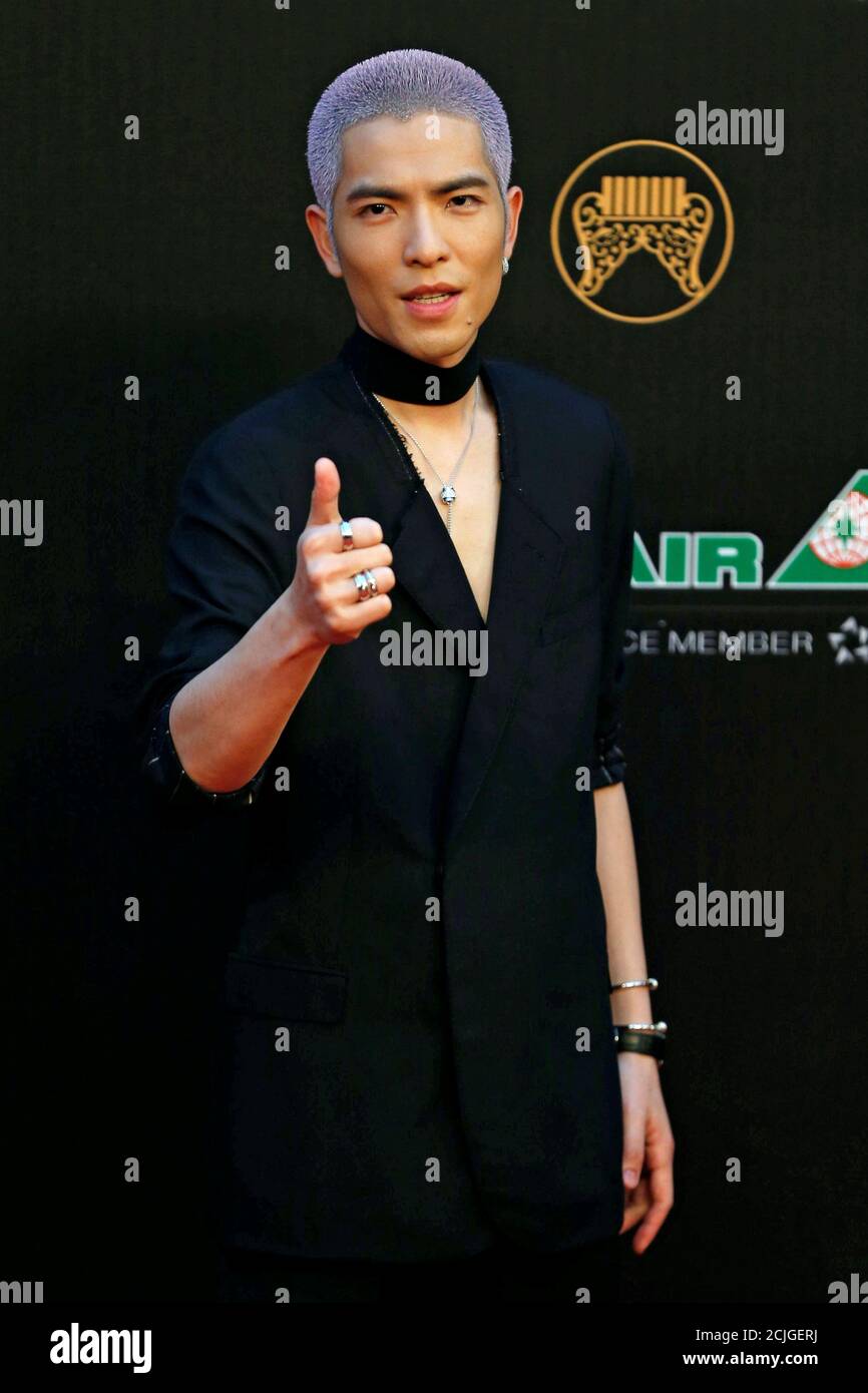 Taiwan singer Jam Hsiao poses on the red carpet at the 27th Golden Melody Awards in Taipei