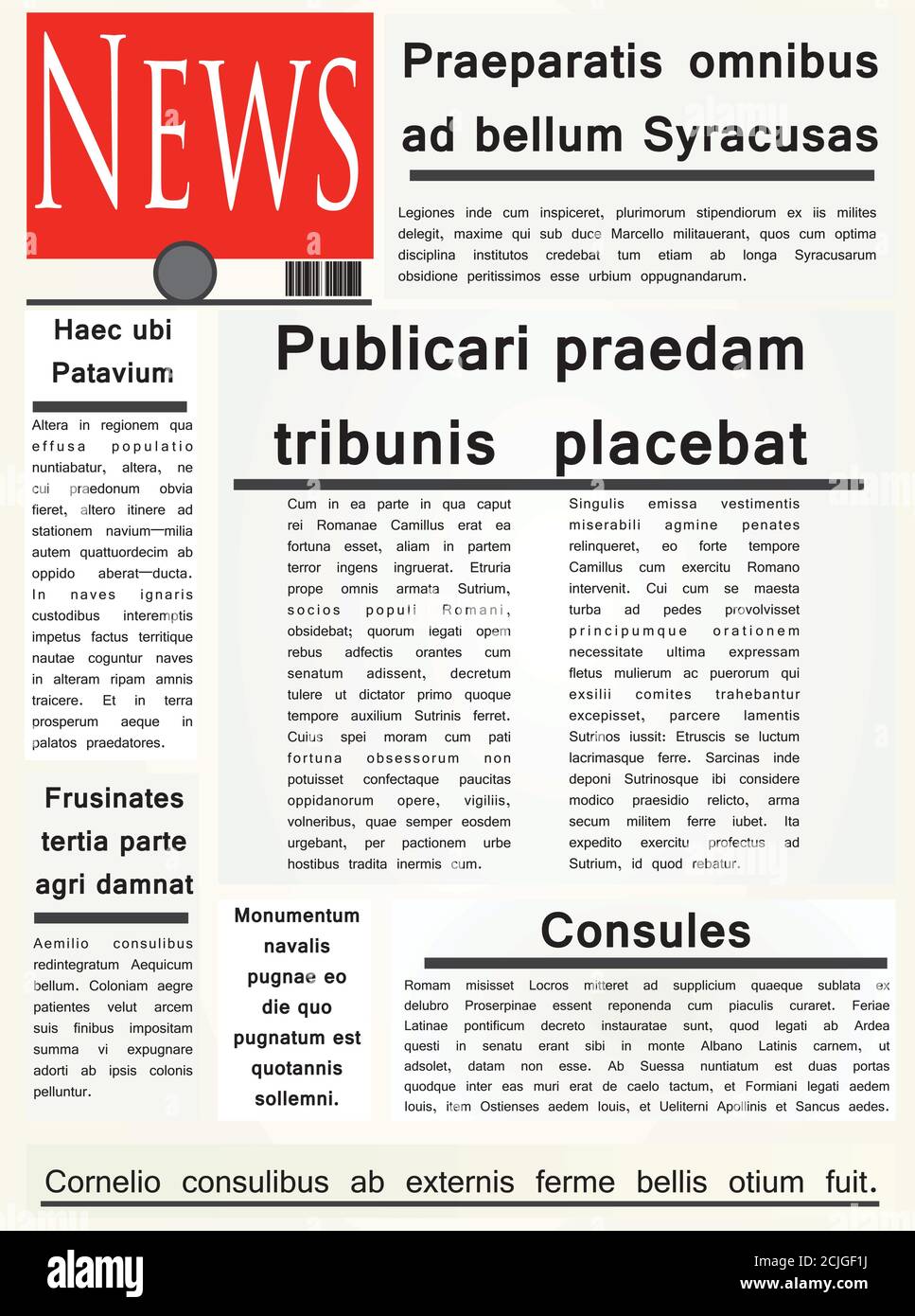 Newspaper template. vector illustration Stock Vector