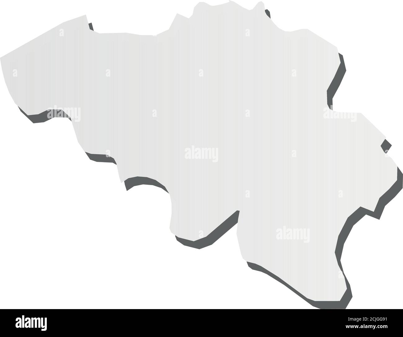 Belgium - grey 3d-like silhouette map of country area with dropped ...