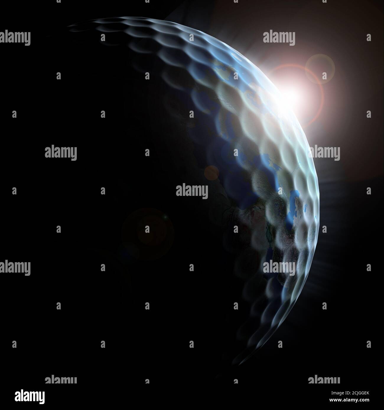 golf golf ball textured with sun rising Stock Photo Alamy