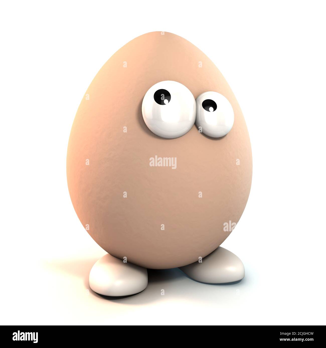 funny egg 3d character isolated over white Stock Photo - Alamy