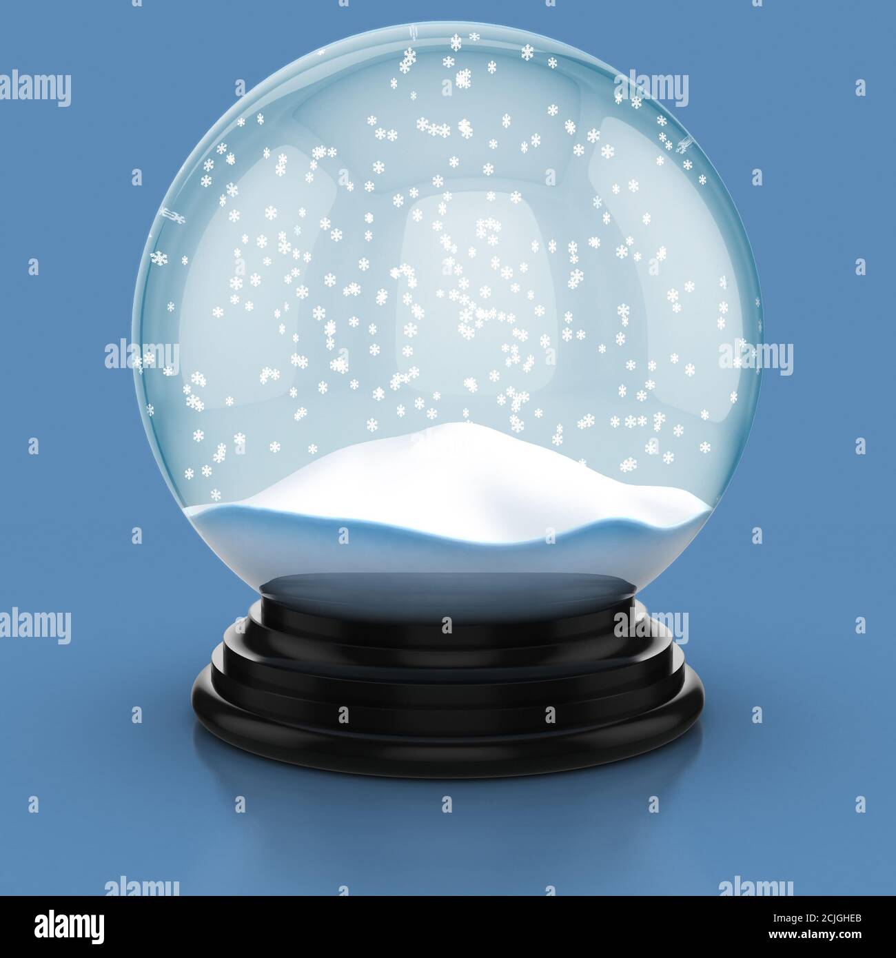 empty snow dome over blue background Stock Photo