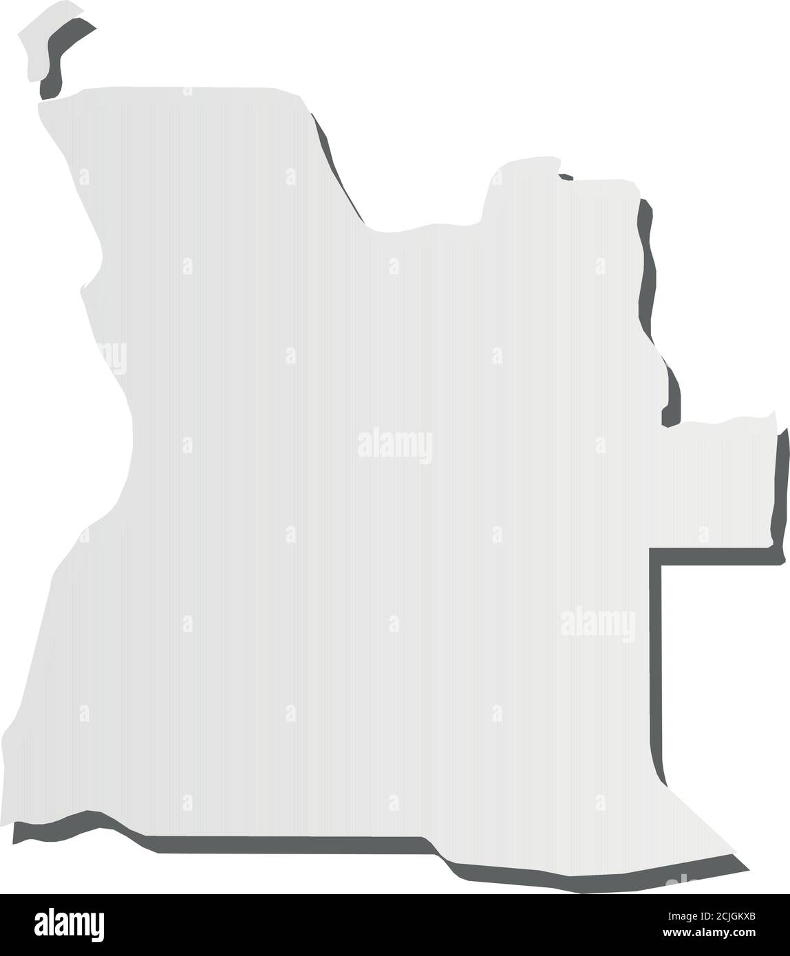 Angola - grey 3d-like silhouette map of country area with dropped ...