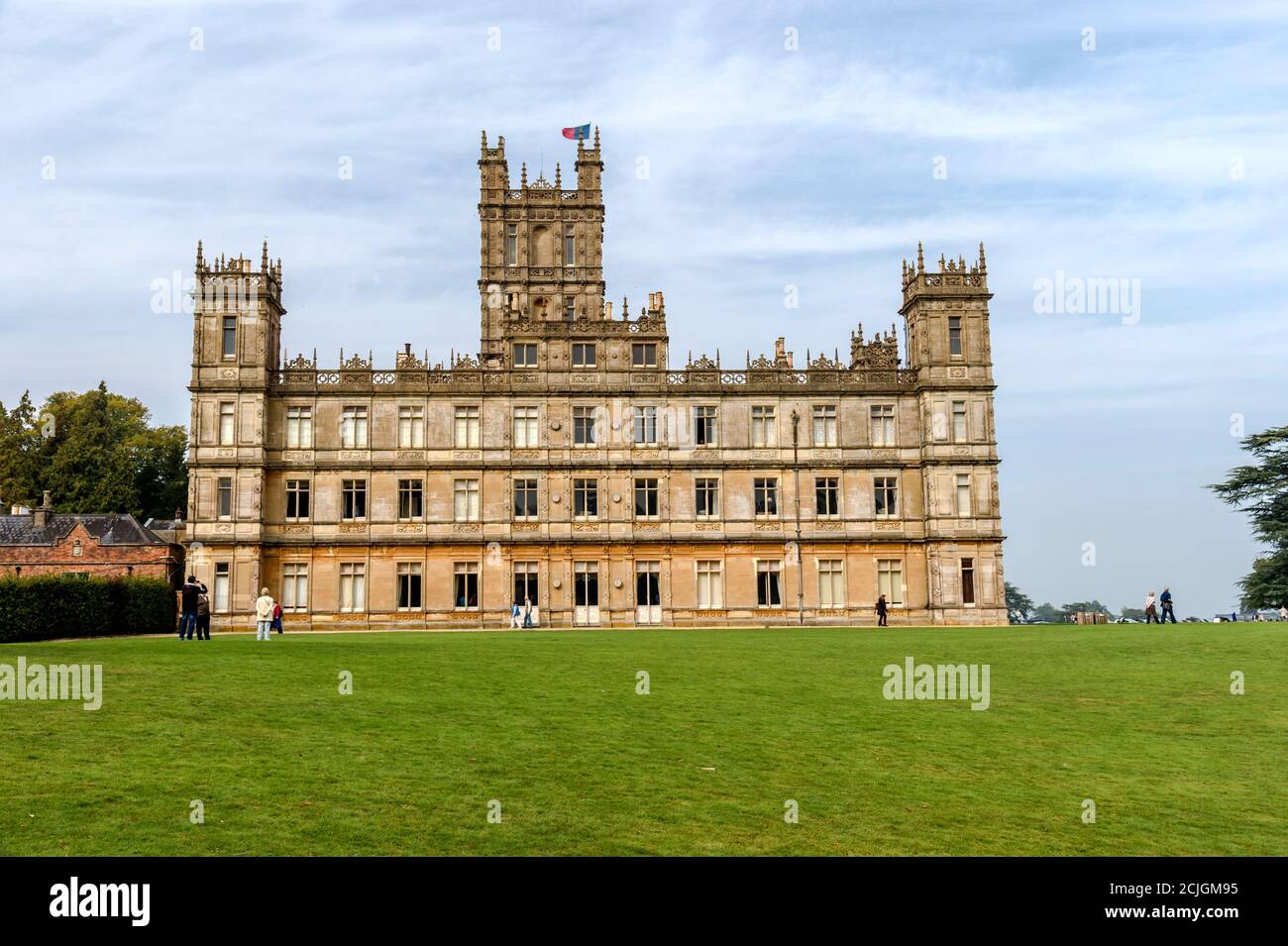 Highclere Castle in Hampshire (England) - Downton Abbey in the TV Stock Photo