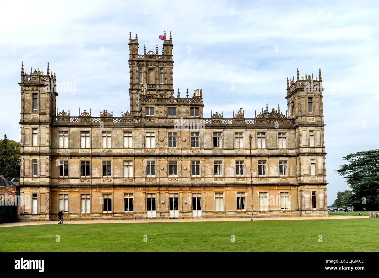 Highclere Castle in Hampshire (England) - Downton Abbey in the TV Stock Photo