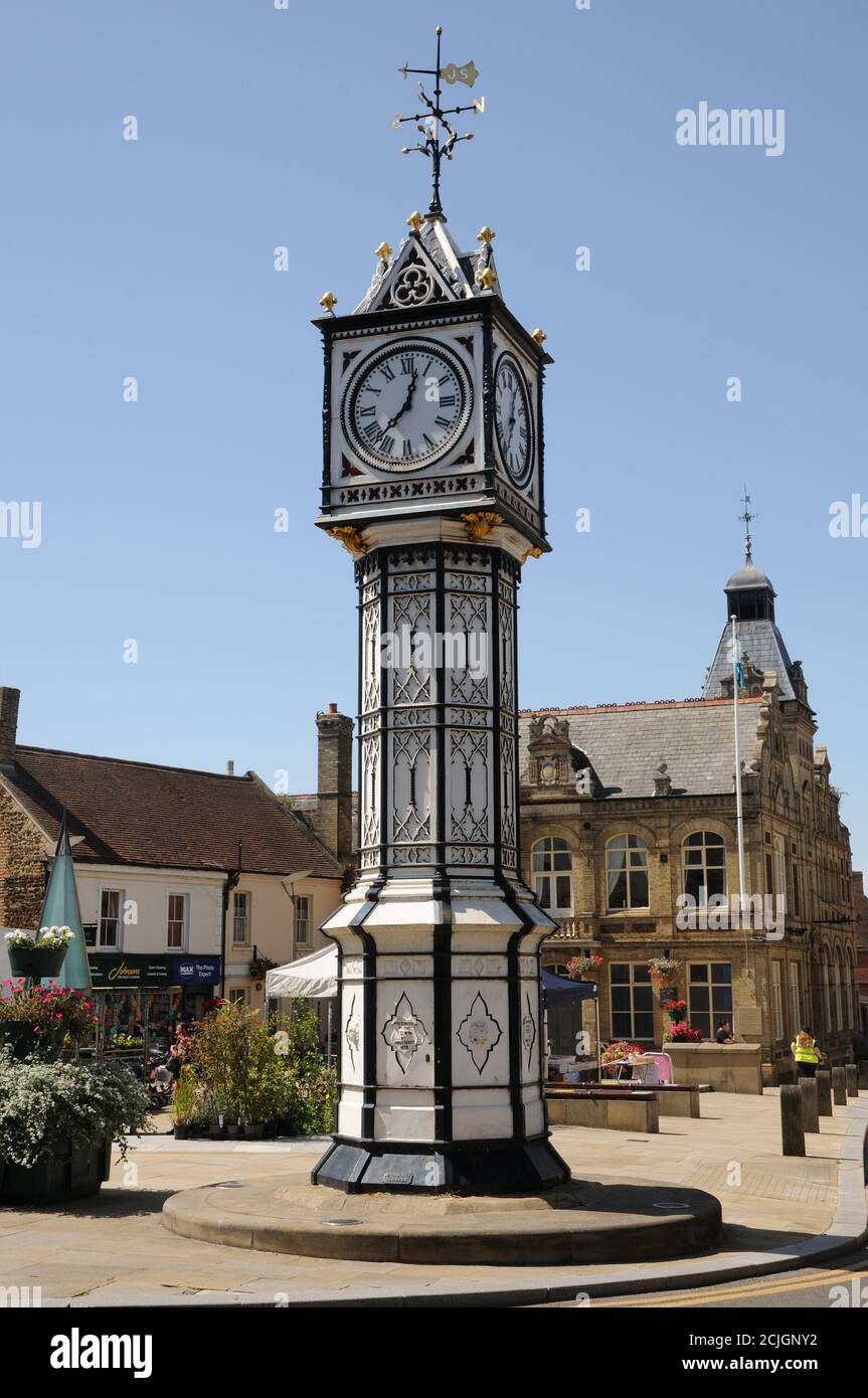 Clock Tower , Downham Market, Norfolk. This distinctive black and white