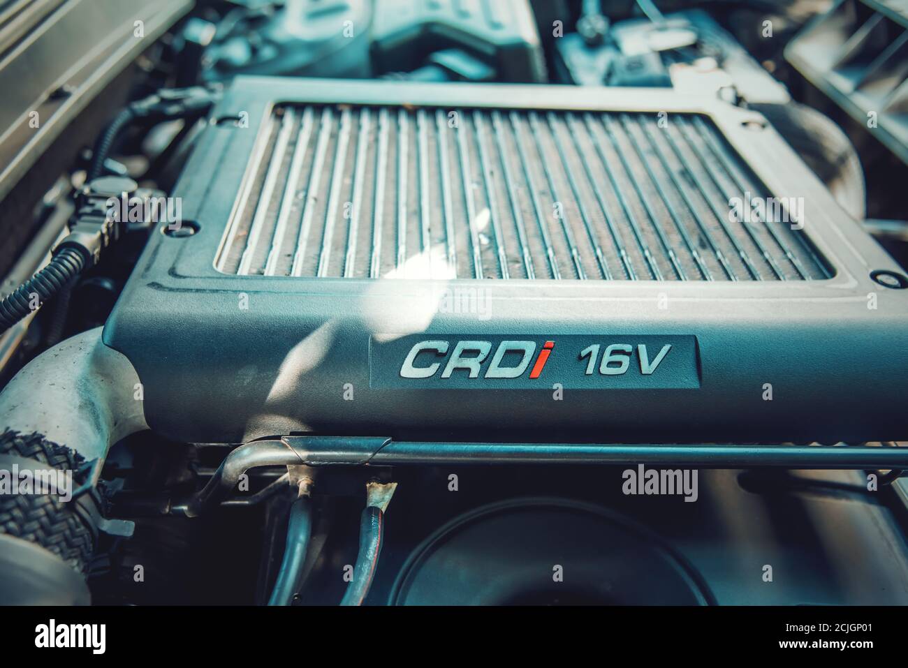 Detail of a diesel car engine compartment Stock Photo Alamy
