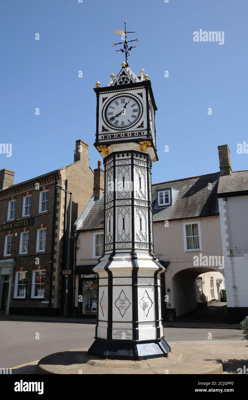 Clock Tower , Downham Market, Norfolk. This distinctive black and white
