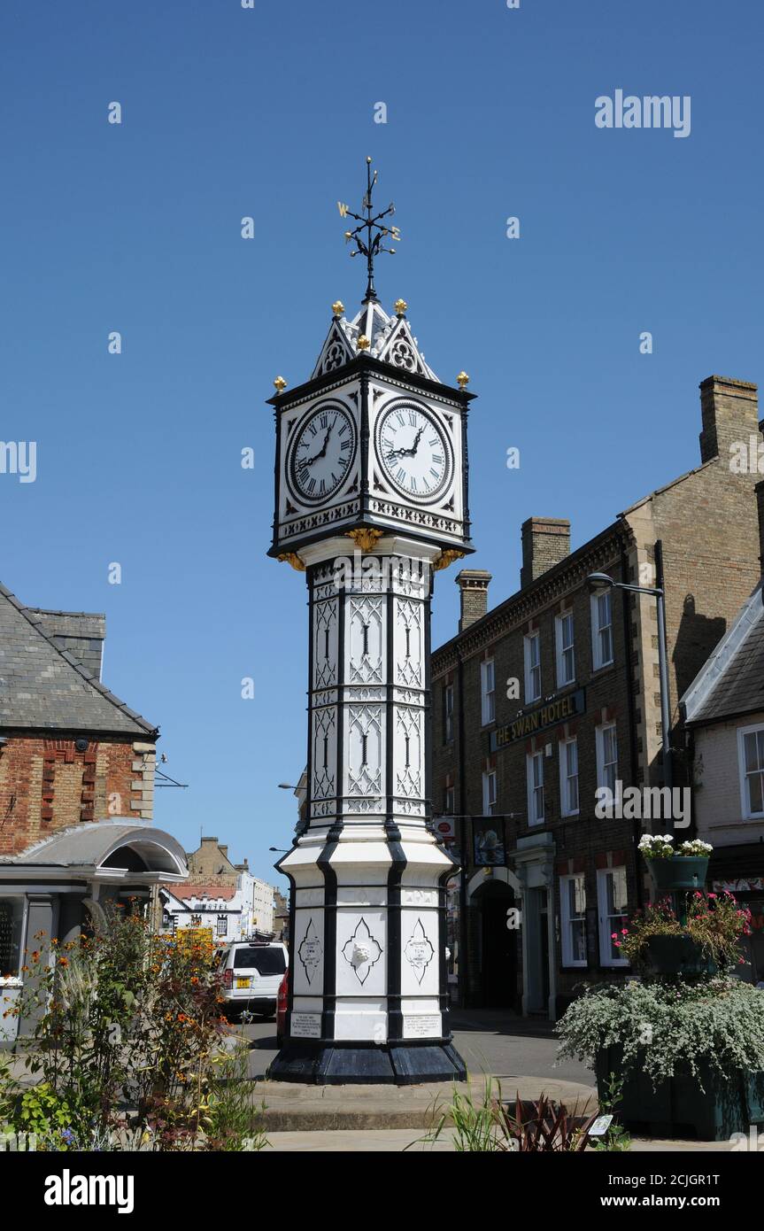 Clock Tower , Downham Market, Norfolk. This distinctive black and white