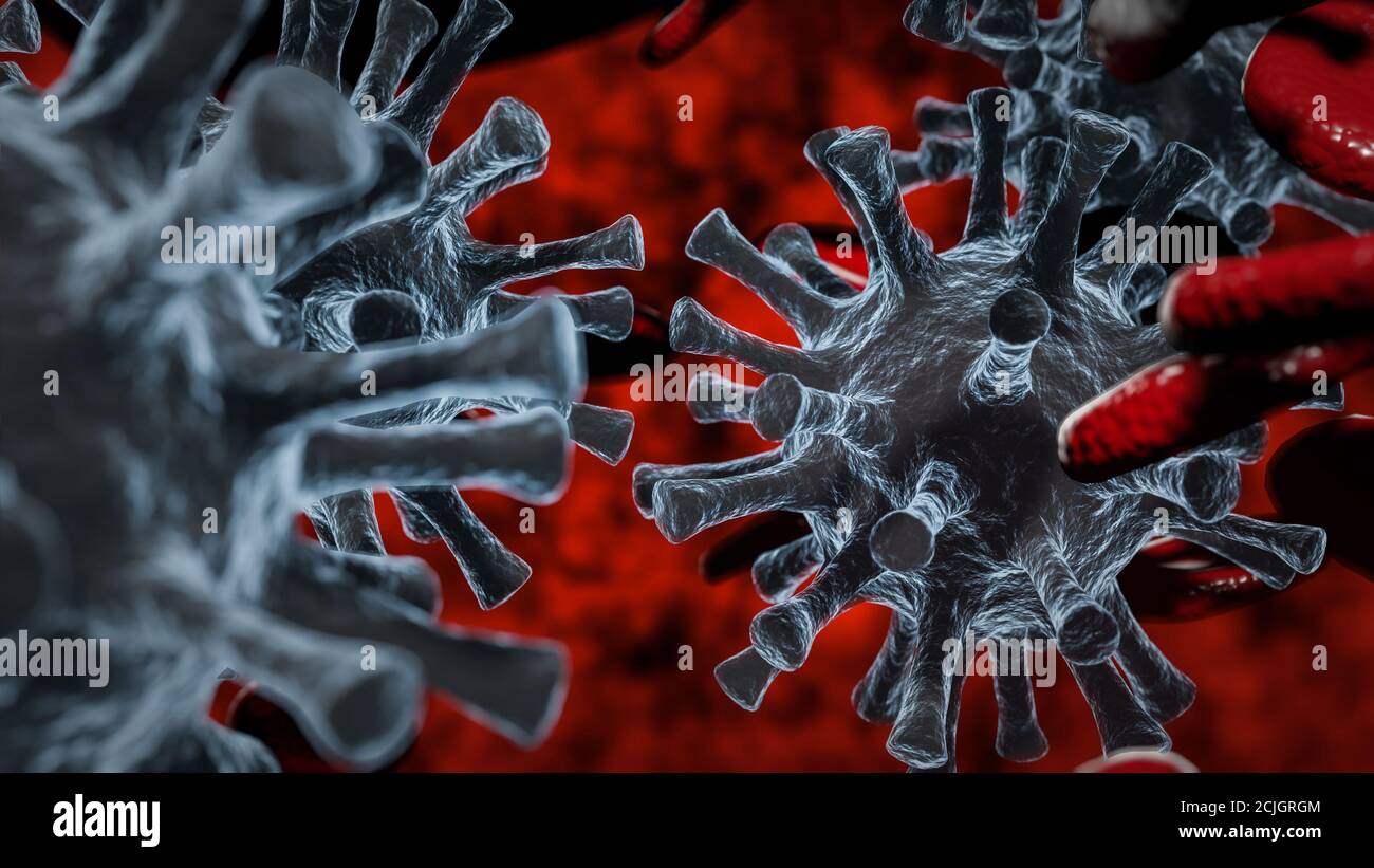 3d illustration of viruses and blood cells Stock Photo - Alamy