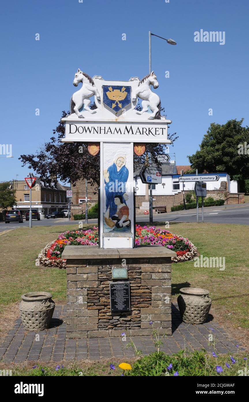 Town sign , Downham Market, Norfolk Stock Photo Alamy