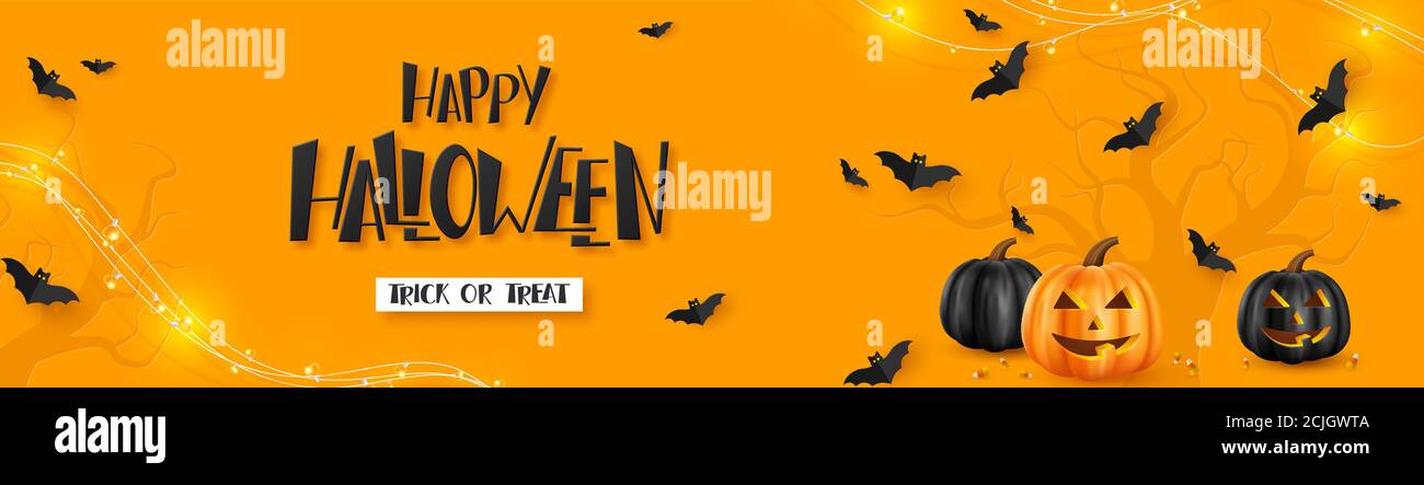 Happy Halloween horizontal banner. Stock Vector