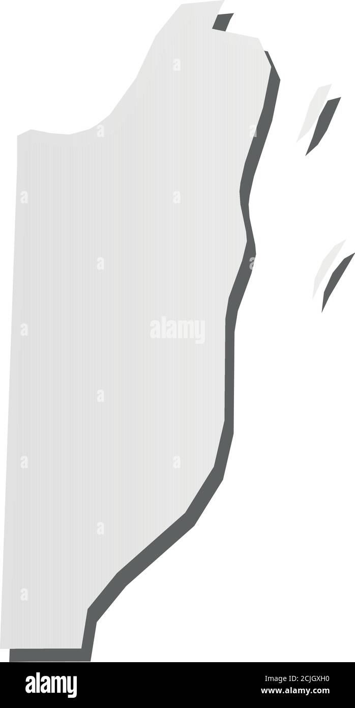 Belize - grey 3d-like silhouette map of country area with dropped ...