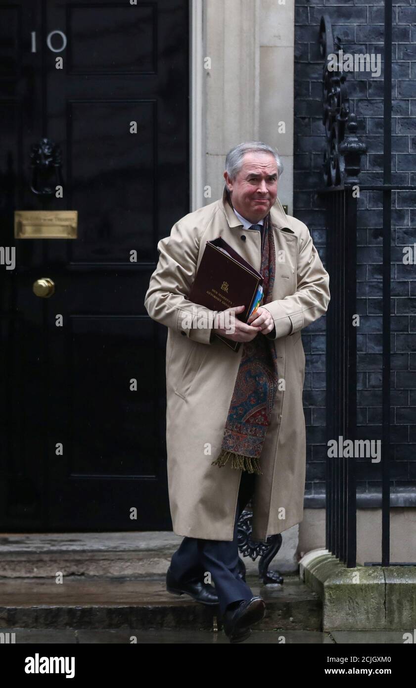 Britain's Attorney General Geoffrey Cox leaves Downing Street in London, Britain, January 14, 2020.  REUTERS/Simon Dawson Stock Photo