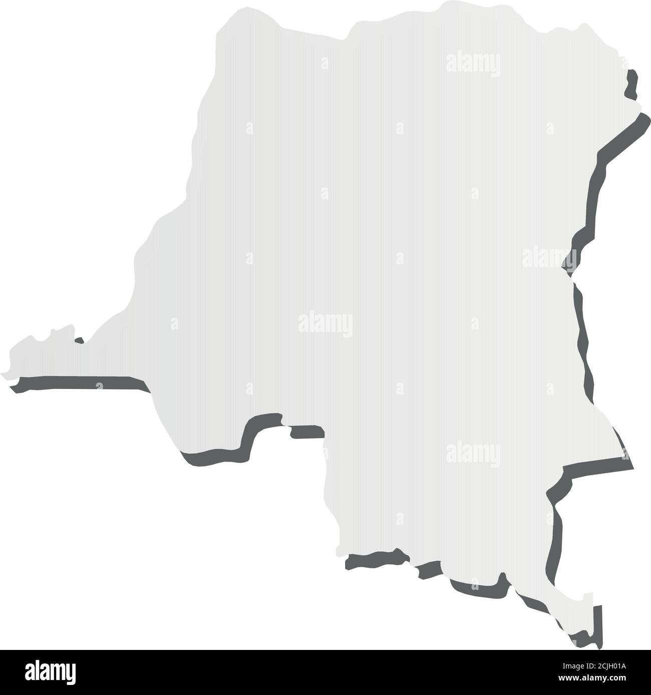 Democratic Republic of the Congo - grey 3d-like silhouette map of ...