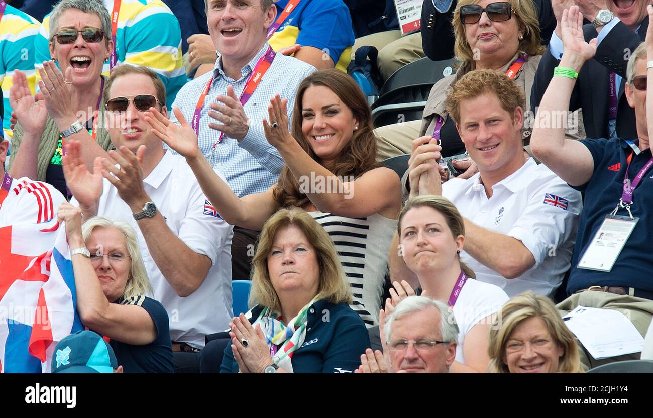 Prince William and Duchess of Cambridge watch the Women's 200m Backstroke Final. London Paralympics 2012. Picture Credit : Mark Pain Stock Photo