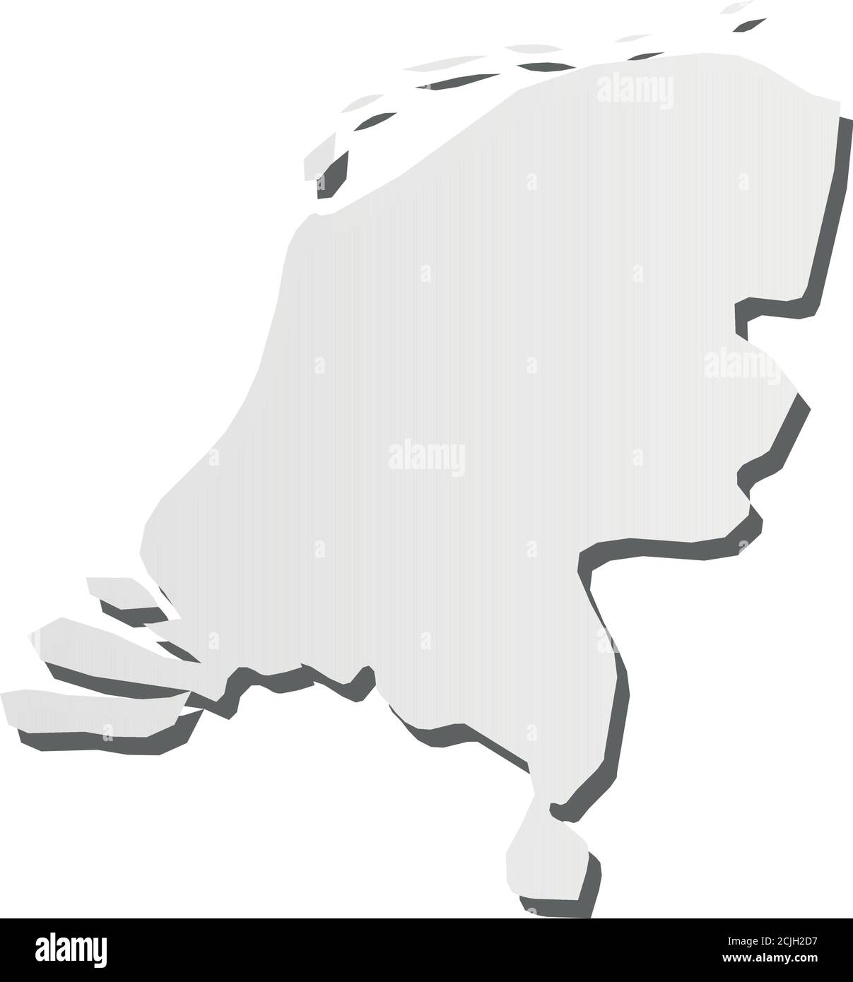Netherlands, Holland - grey 3d-like silhouette map of country area with dropped shadow. Simple flat vector illustration. Stock Vector