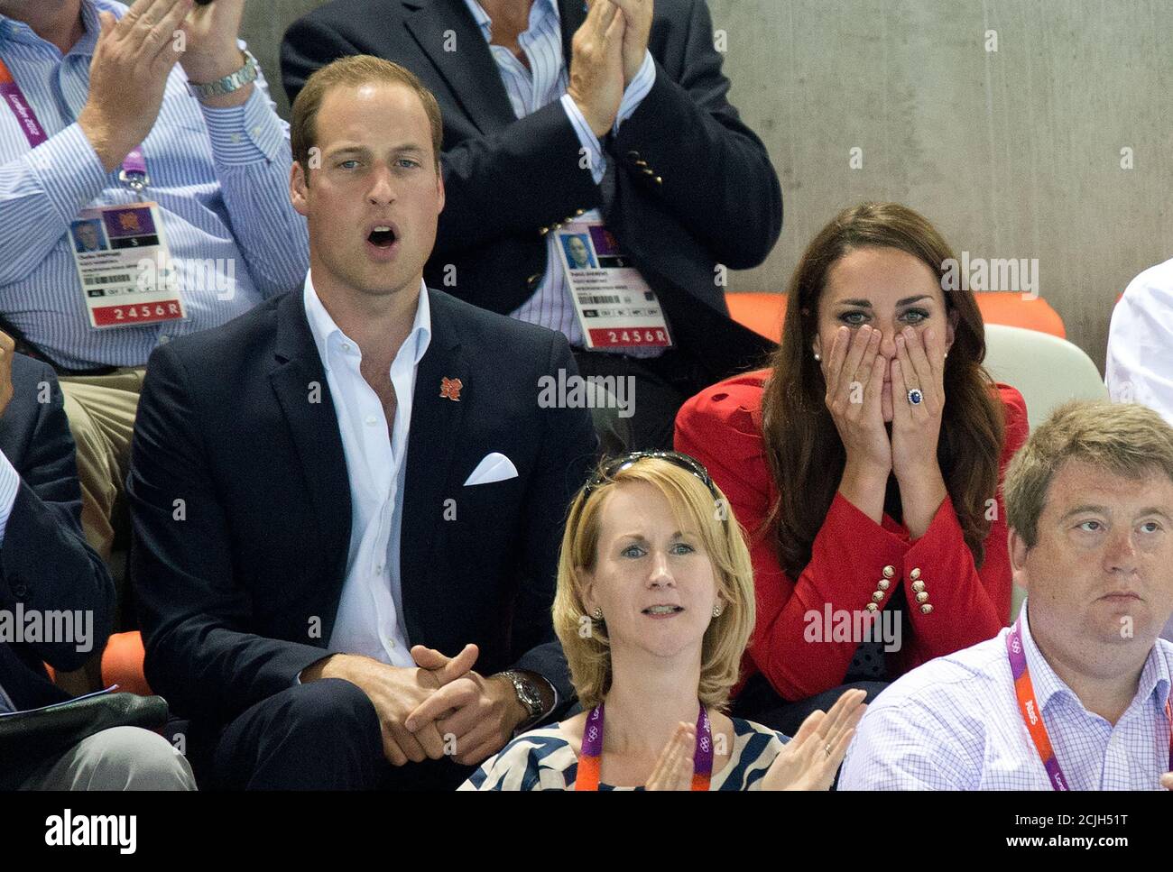 Prince William and Duchess of Cambridge watch the Women's 200m Backstroke Final. London Paralympics 2012. Picture Credit : Mark Pain Alamy Stock Photo