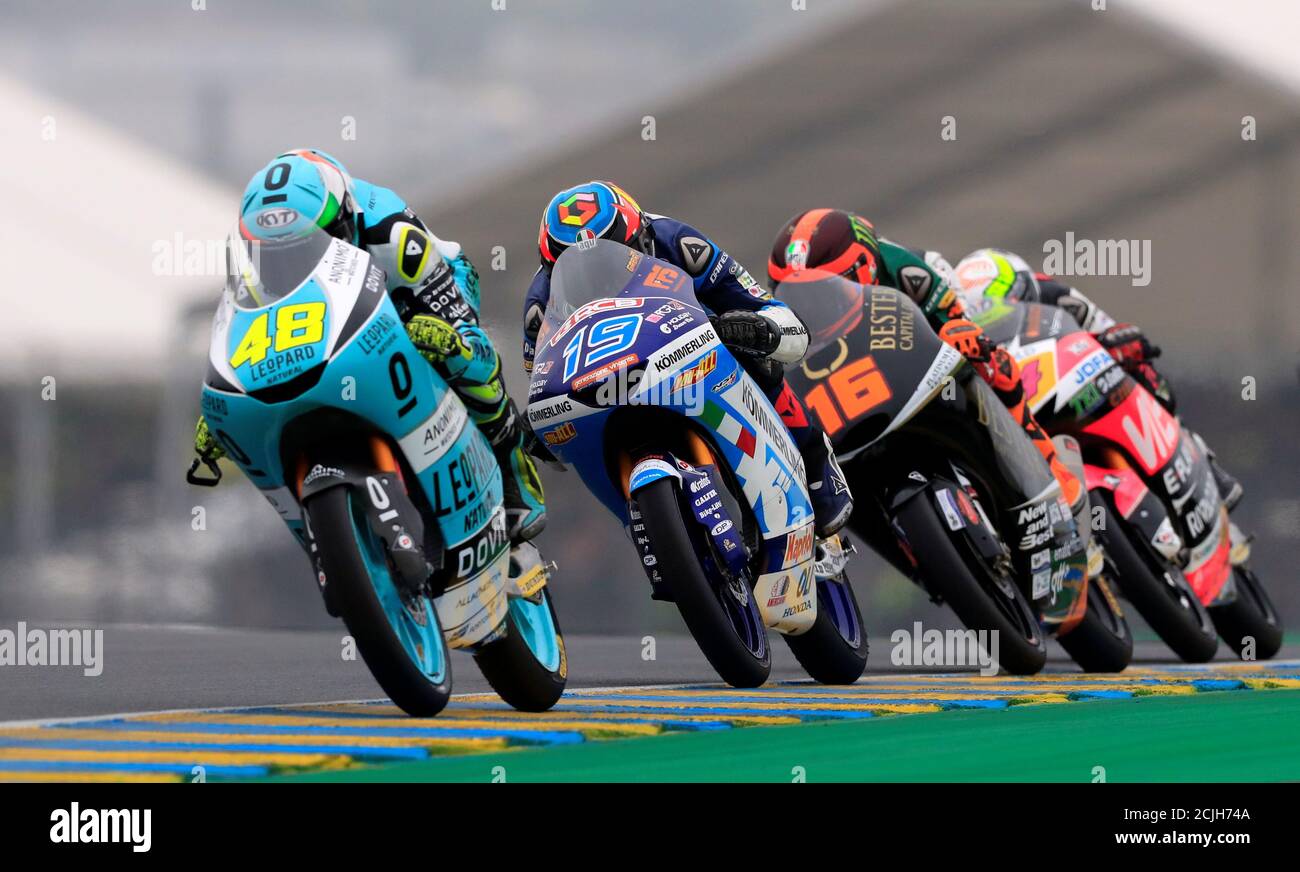 MotoGP - French Grand Prix - Circuit Bugatti, Le Mans, France - May 19, 2019  Leopard Racing's Lorenzo Dalla Porta leads Kommerling Gresini's Gabriel  Rodrigo and Bester Capital Dubai's Andrea Migno during