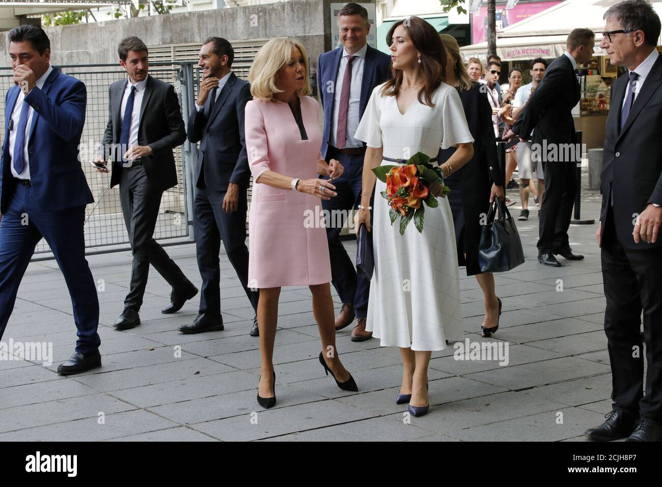 Brigitte Macron The Wife Of French President Emmanuel Macron And Danish Crown Princess Mary Arrive For A Visit At The Centre Georges Pompidou Modern Art Museum In Paris France June 24 2019
